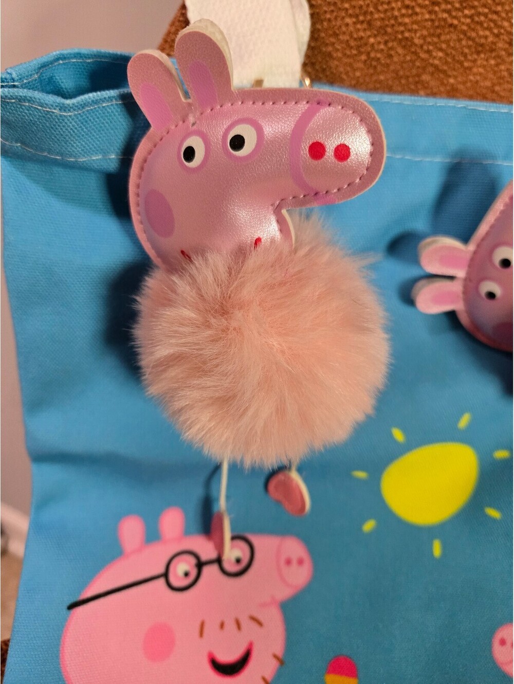 Dulami Peppa Pig Light Pink Pom Pom Bag Charm Keychain